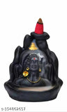 Resin Lord Shiva Adiyogi statue with smoke fountain incense holder, perfect for living room meditation