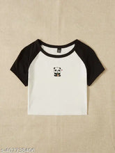 Cotton Raglan Panda T-shirt, short sleeve, printed design for casual wear, available in various sizes from XS to XXXL