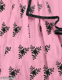 Pink embroidered semi-stitched lehenga (art silk top, net bottom) with lace dupatta, perfect for Indian parties and gifting