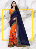Embellished georgette saree and running blouse set, Indian traditional fashion in free size (5.5m saree, 0.8m blouse)