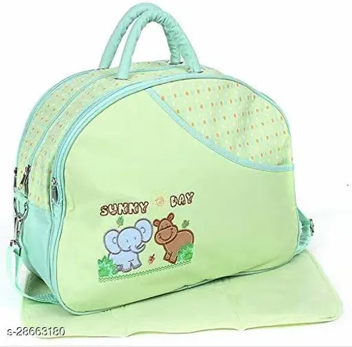 Green polyester Chinmay Kids baby diaper bag organizer backpack, practical for casual travel with newborns - multi-functional and free size