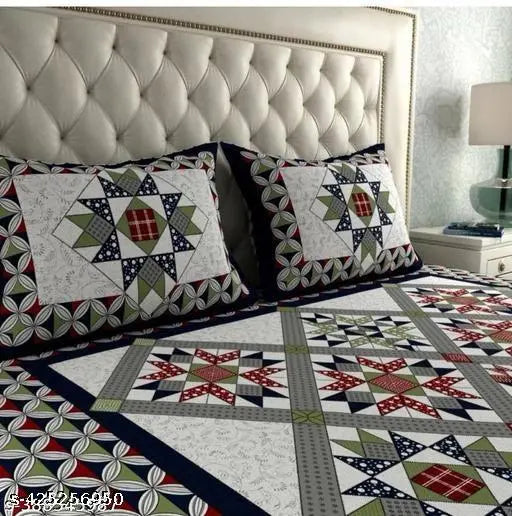 Pure cotton double bedsize bedsheet & 4 matching pillow covers, vibrant Jaipuri print for a summers sleep