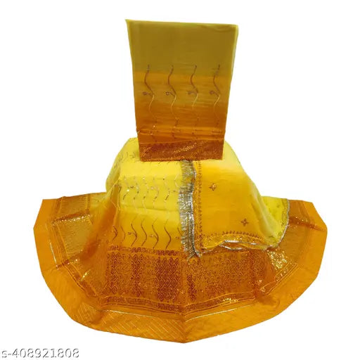 Embroidered Georgette Rajputi Poshak for women, Aari and stone work, party-ready semi-stitched lehenga, kurti, odni & satin astar, Indian origin