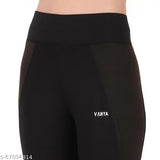 High waisted, wide stripe yoga pants for women - stretchable tummy control leggings made from Lycra, ideal for workouts. Available in sizes 28-38 inches (hip). Made in India