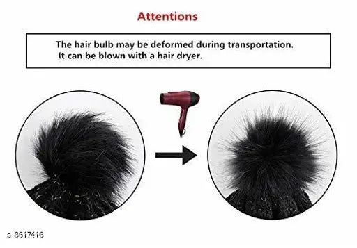 Black textured arcylic balaclava cap with fur-lined beanie and scarf set for women & girls, snow proof winter warm wear