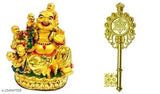 Poly resin laughing Buddha figure with Kuber Kunji, symbolizing happiness, abundance, and wellbeing