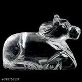 Crystal Shivling Shiv set with Nandi & brass trishul, perfect for puja and good luck gifts. (6x5x3 cm) Indian-made