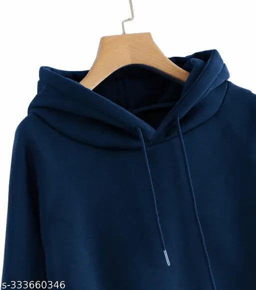 Navy cotton boys sweatshirt, solid pattern, expressive fullsleeve hoodie for active play