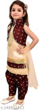 Cute elegante nylon kurta set with dupatta for girls, embroidered sleeveless top and dhoti pants in various sizes from 1-14 years, Indian origin