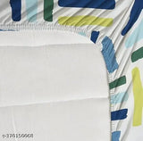 Glace cotton geometric pattern single bedsheet & pillow cover, 210 thread count, elastic fitted for summer use