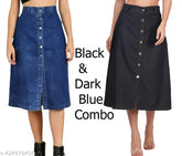 Stylish denim skirt combo set for women & girls, solid net, versatile wardrobe essential