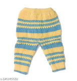 Handmade striped wool sweater set with pyjamas and cap for unisex newborn babies (0-6 months), made in India