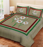 Grey floral 120TC cotton double bedsheet with 2 pillow covers, soft and stylish for home essentials