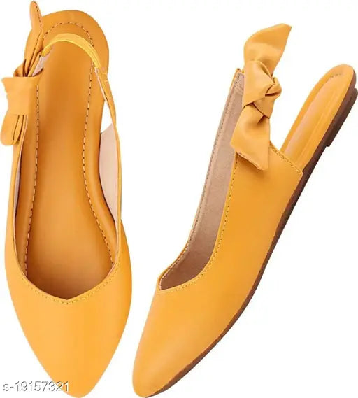 Synthetic point bow belliie for casual wear, solid pattern and slip-on fastening. Colors: Ind-3, Ind-4, Ind-5, Ind-6, Ind-7, Ind-8, Ind-9 (Made in India)
