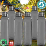 Black, food-grade plastic fridge water bottle combo for home, office, gym & school (6 pack, 1L each). Freezer safe, leak-proof, easy-pour design. BPA-free, eco-friendly hydration solution