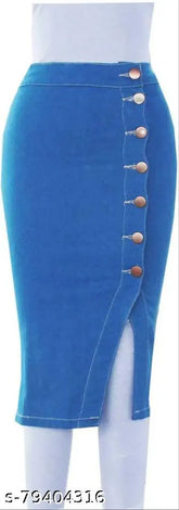 Solid denim women's skirt (32 waist, 23 length, 38 hip), made in India