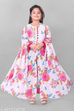 Aaliyageorgette printed net gown, long sleeves, size 9-10 years, India-origin