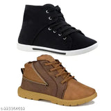 Canvas casual shoes for kids pack of 2 (Bersache), lightweight & breathable, lace-up design, comfortable sole & flexible walk, daily wear & home washable