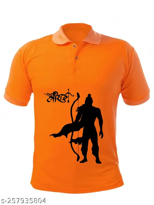 Stylish Jai Shree Ram printed polyester t-shirt, unisex round neck design for men and women