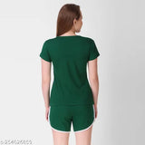 Klaxxy hosiery shorts & t-shirt set (2pcs) - stretchable cotton lycra, quick dry, breathable for fun activities, gym, aerobics