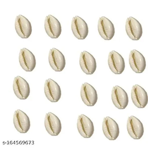 Natural white cowrie sea shell set (11 pcs) for puja and multi-purpose uses, associated with Hindu mythology, Vastu net, and financial prosperity. Indian origin