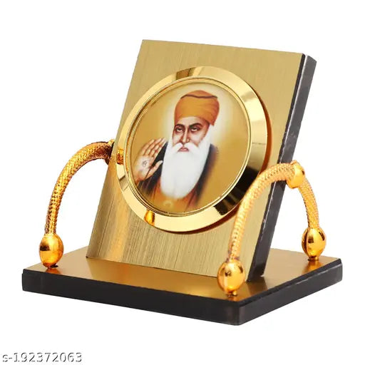 Golden color acrylic Ek Onkar Guru Nanak Jifor Car Idol, religious art for home or car