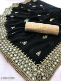 Georgette Shashi mirror-embellished saree with separate dupion silk blouse, Indian fashion wear