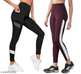 Stretchy peach polyester spandex leggings for women's workout, yoga, or casual activity - ankle length & pack of 2 (Free Size 28-40)