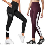 Stretchy peach polyester spandex leggings for women's workout, yoga, or casual activity - ankle length & pack of 2 (Free Size 28-40)