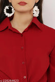 Red crepe fabric 3/4th sleeve jumpsuit by KGN Fashion, ideal for parties or casual wear