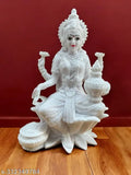 Cultured marble Lakshmi statue, 18 cm tall, Hindu goddess of wealth, prosperity, and fertility