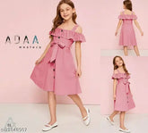 Cotton blend Bhoolku Kids Frocks solid-colored dresses for 3-4, 4-5, 5-6, 6-7, 7-8, 8-9, 9-10, and 10-11 years; Indian princess stylish girls' tops