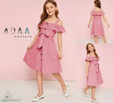 Cotton blend Bhoolku Kids Frocks solid-colored dresses for 3-4, 4-5, 5-6, 6-7, 7-8, 8-9, 9-10, and 10-11 years; Indian princess stylish girls' tops
