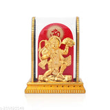 Gold-plated Crystal Hanuman Idol, 10cmx14cmx10cm, ideal for home office puja rooms, India origin