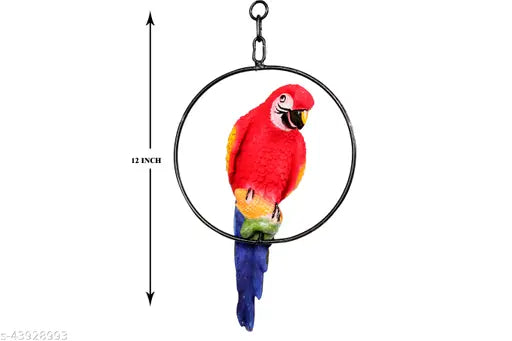 Poly resin parrot showpiece for garden decor, 12cm x 31cm x 16cm, Indian craftsmanship