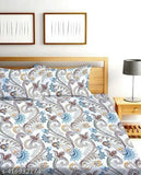 Bajrang Handloom industries special Cotton Blend botanical fitted double bedsheet set with 2 matching pillow covers, ideal for adult use in mild winter