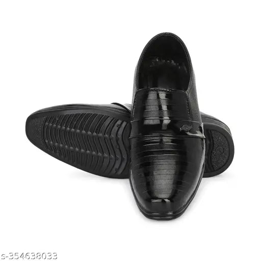 Synthetic leather formal shoes for boys, textured net pattern, slip-on style from K FOOTLANCE KIDS, ideal for sizes 2.5-12 years