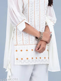 Three-piece Georgette Sharara set, sequin-embellished, S-XL sizes available
