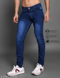 Blue denim men's fashion jeans, FANG JEANS slim fit, stretchable, available sizes 28, 30, 32, 34 (India origin)
