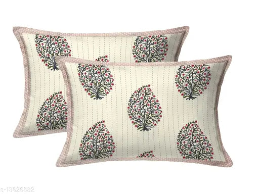 Pure cotton, king-size 108x108 Sanganeri Cart 300 TC bedsheet with 2 pillow covers, made in India