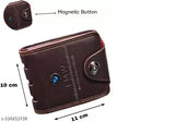 Trending leather BMW mens wallet purse, solid net design with 3 compartments, free size (11cm x 9cm), India-made accessory