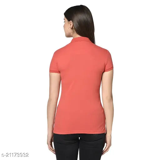 White cotton blend regular fit polo t-shirt, short sleeves, women's single pique lycra by clea