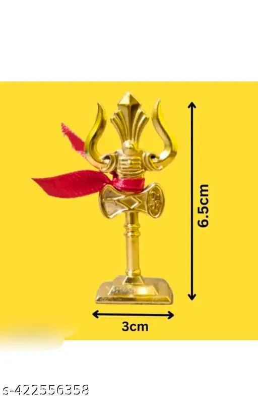 Gold-plated steel Laxshmi Car Dashboard Trisulam, intricately designed, 65cm pack 1