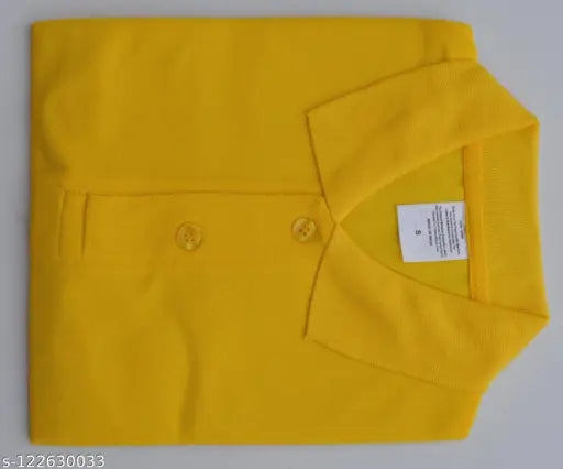 Yellow Collar Matty Cotton Blend half sleeve t-shirt for men, solid color on mannequin