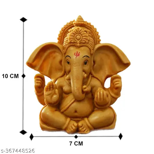 Handcrafted resin Ganesha showpiece, vibrant colors, decorative statuette for Car Dashboard or Office Desk (Size: 4 x 4 inches)