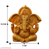 Handcrafted resin Ganesha showpiece, vibrant colors, decorative statuette for Car Dashboard or Office Desk (Size: 4 x 4 inches)