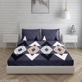 Purple glace cotton fitted bedsheets set, vibrant & soft, ideal for adult summer use, with elastic & 2 pillow covers