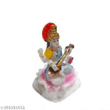 Resin Saraswati statue, marble figure for home temple decor, Indian handcrafted 10x11x10cm Saraswati figurine