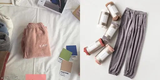 Women's & Girls Multicolor Multiprint Woolen Nightwear for Cold Weather (Fall/Winter) - Super Soft and Comfortable Pyjama Pants Set of 2