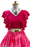 Trendy Georgette top & bottom with three-quarter sleeves, digital floral print for kids 3-8 years